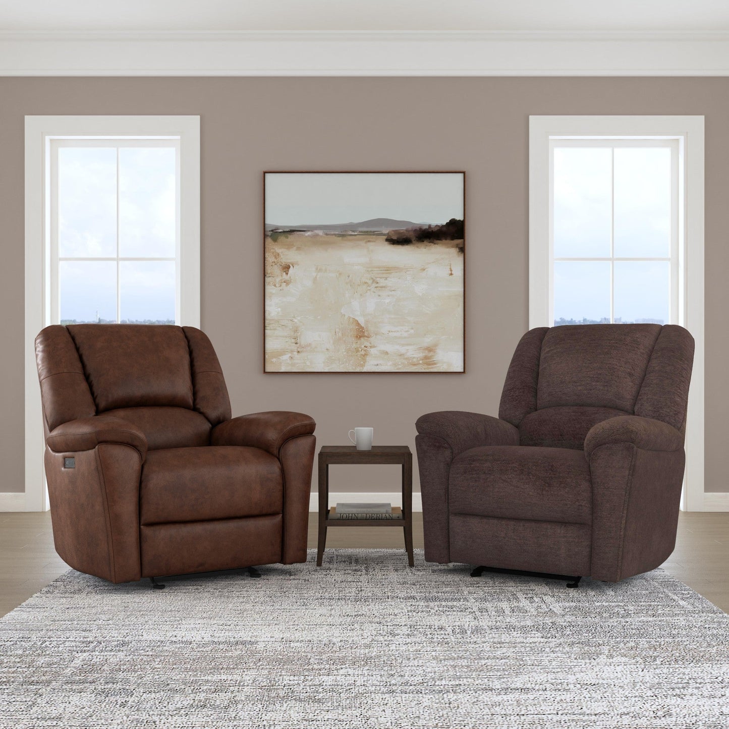Plush Leather Power Gliding Recliner with Power Headrest & Lumbar