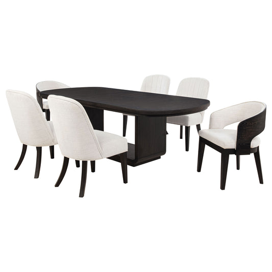 Leandro 7-piece Rectangular Dining Table Set Burnished Black