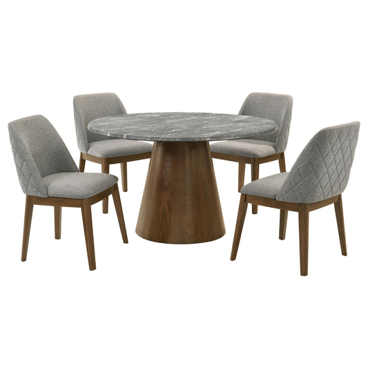 Franklin 5-piece Round Dining Table Set Grey and Dark Oak