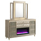 Lorient 8-drawer LED Flame Box Dresser and Mirror Ivory Camel