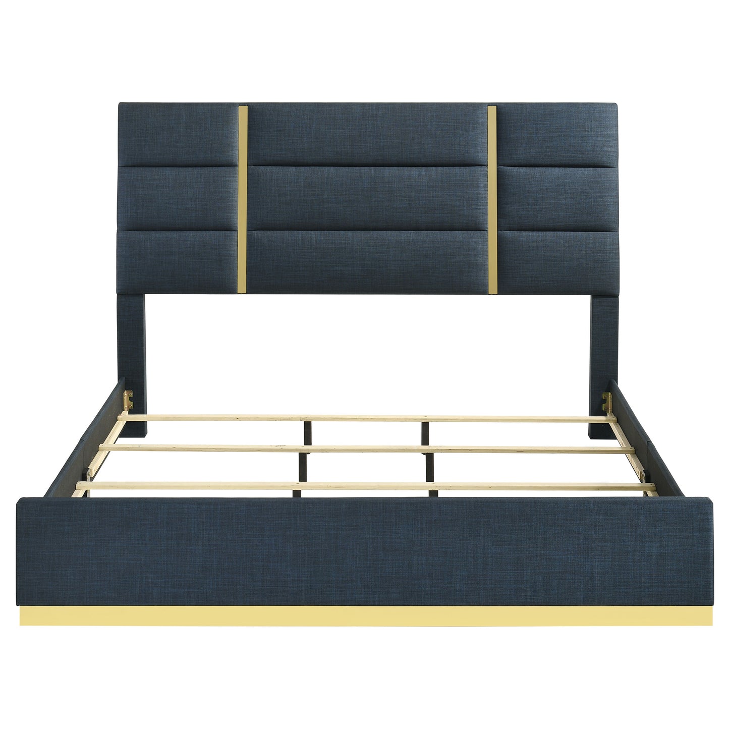 Ines 52-inch Fabric Upholstered Eastern King Panel Bed Navy