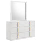 Ines 6-drawer Bedroom Dresser with Mirror White High Gloss