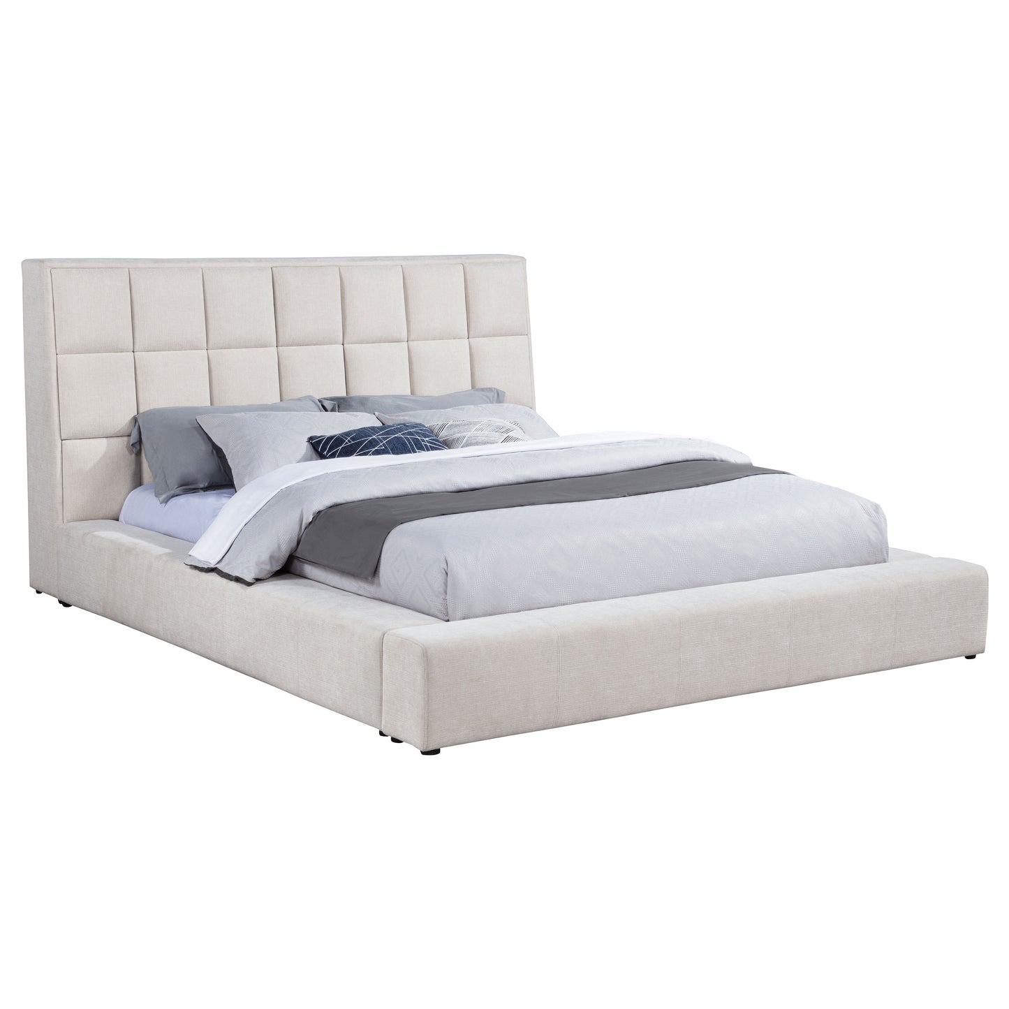 Dreux Upholstered Eastern King Panel Platform Bed Cream