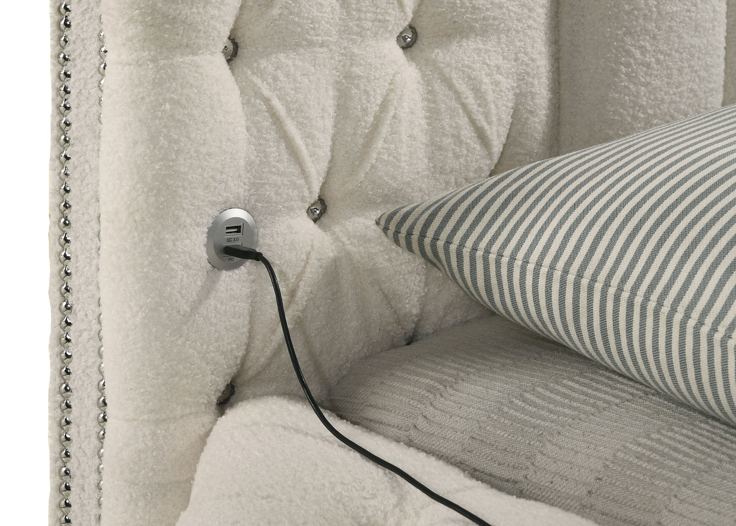 Sonya 4-piece Upholstered Queen Bedroom Set Ivory