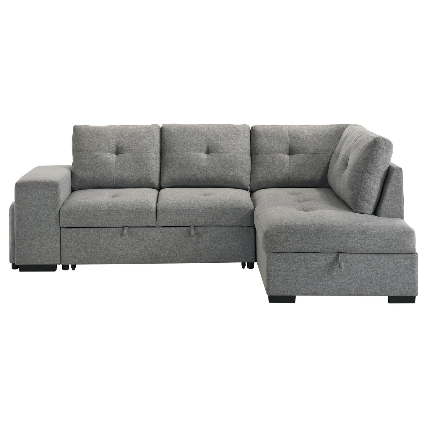 Roanne Fabric Upholstered Sleeper Sectional Sofa Grey
