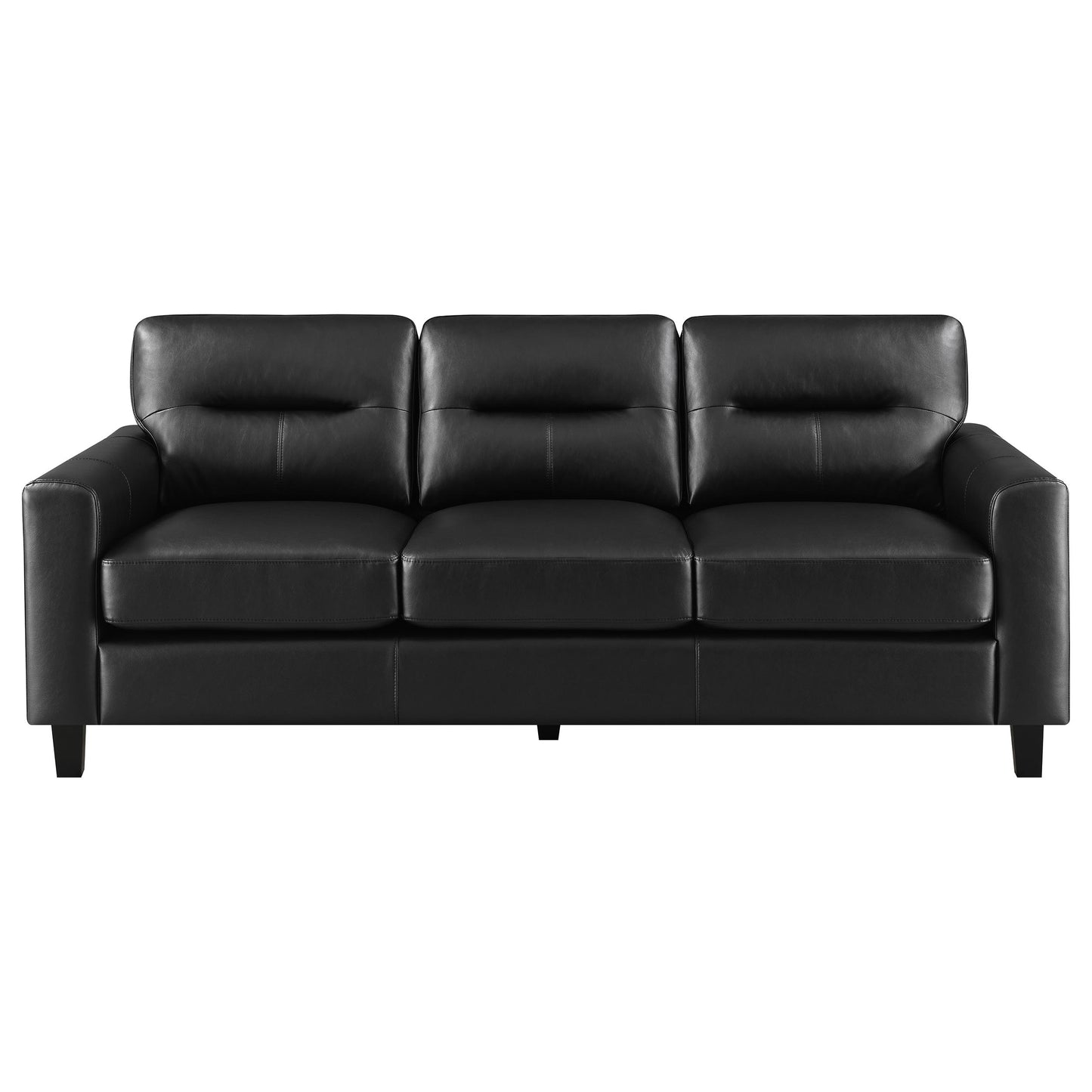 Scotland 3-piece Faux Leather Upholstered Sofa Set Black