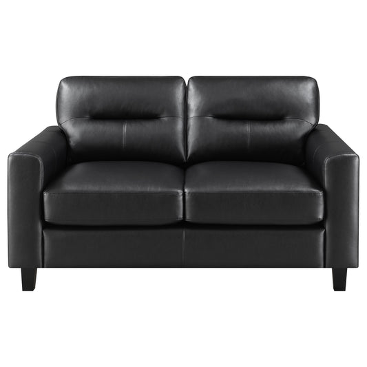 Scotland Faux Leather Upholstered Track Arm Loveseat Black