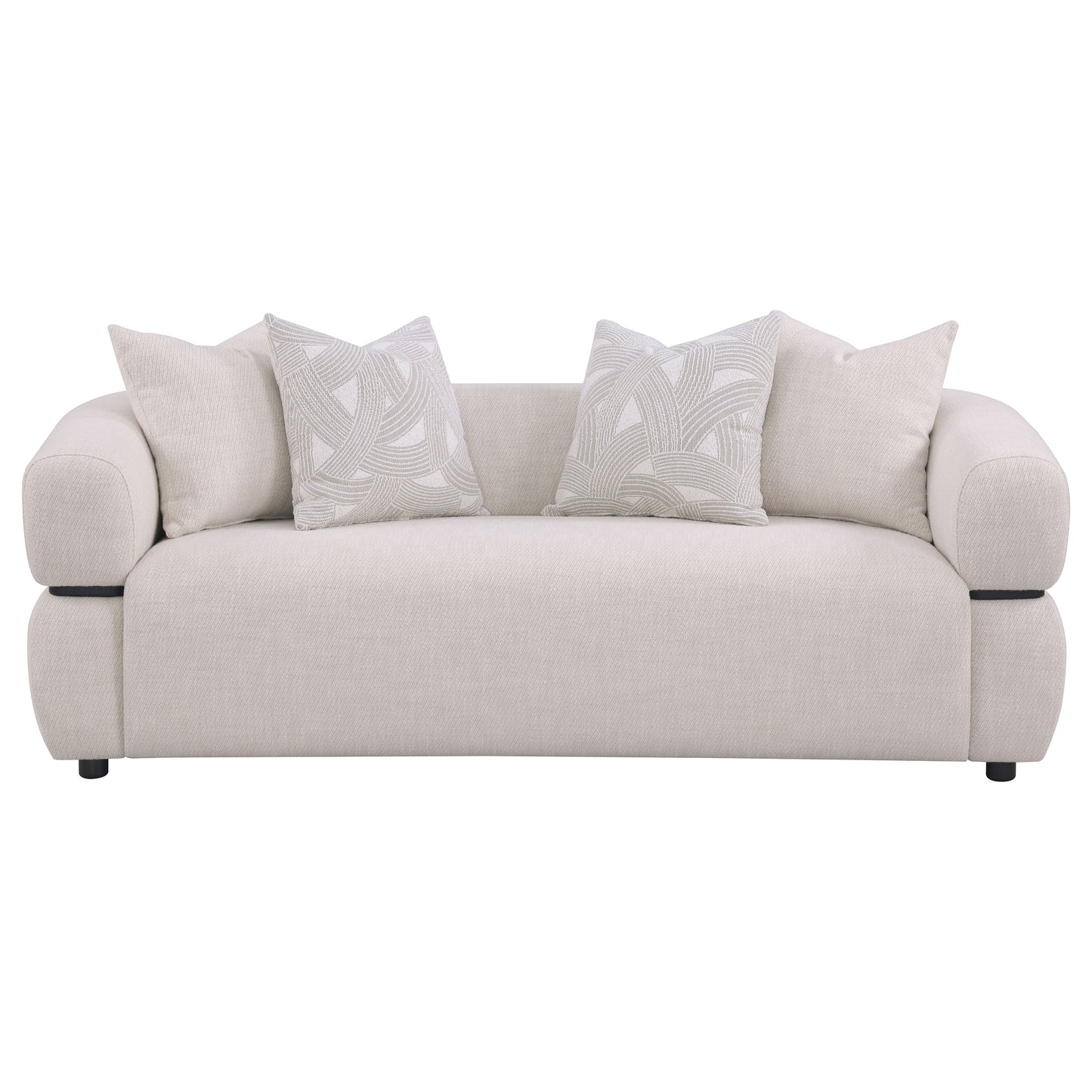 Jeanette 84-inch Fabric Upholstered Round Arm Sofa Beige