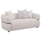 Jeanette 73-inch Fabric Upholstered Round Arm Loveseat Beige