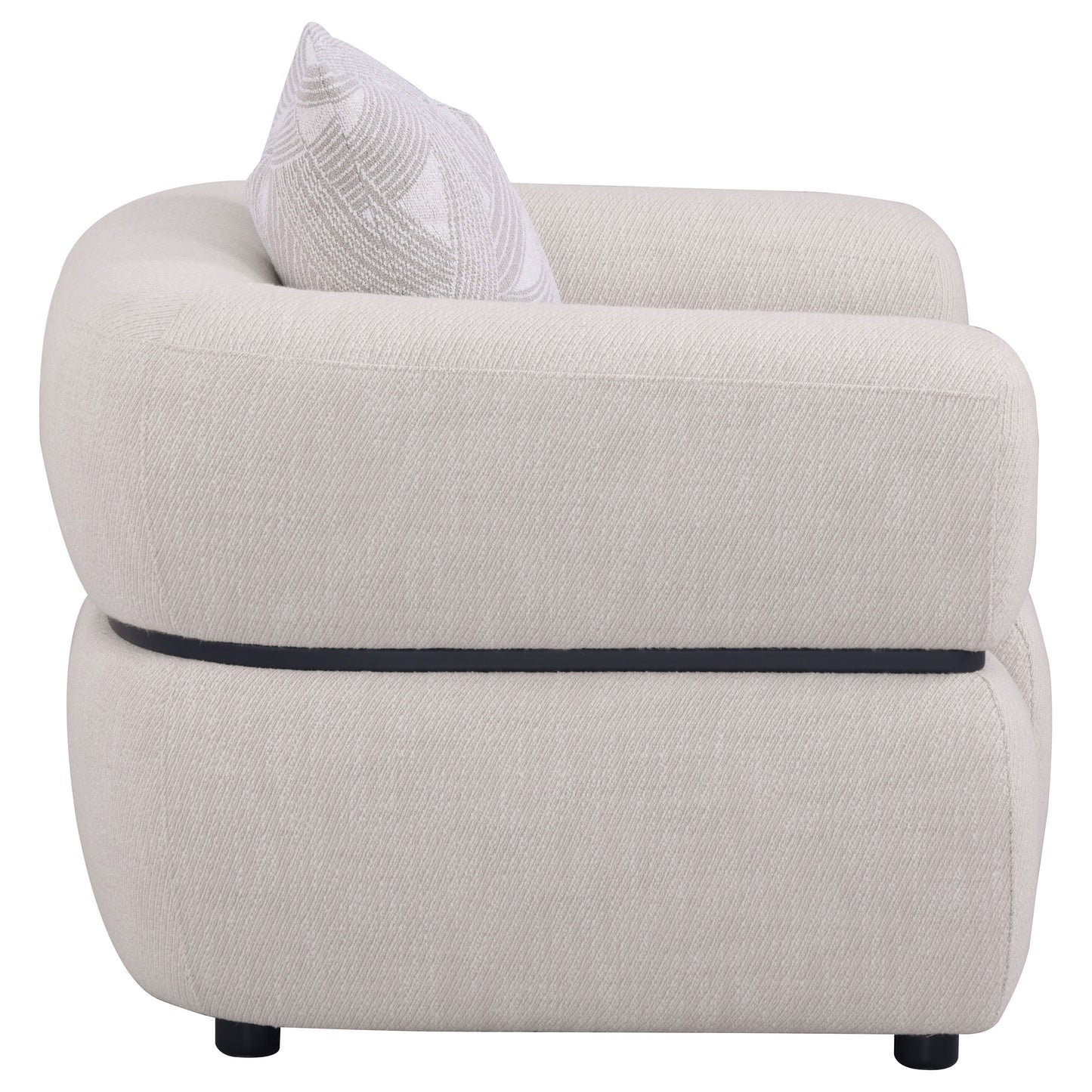 Jeanette Fabric Upholstered Round Arm Accent Chair Beige