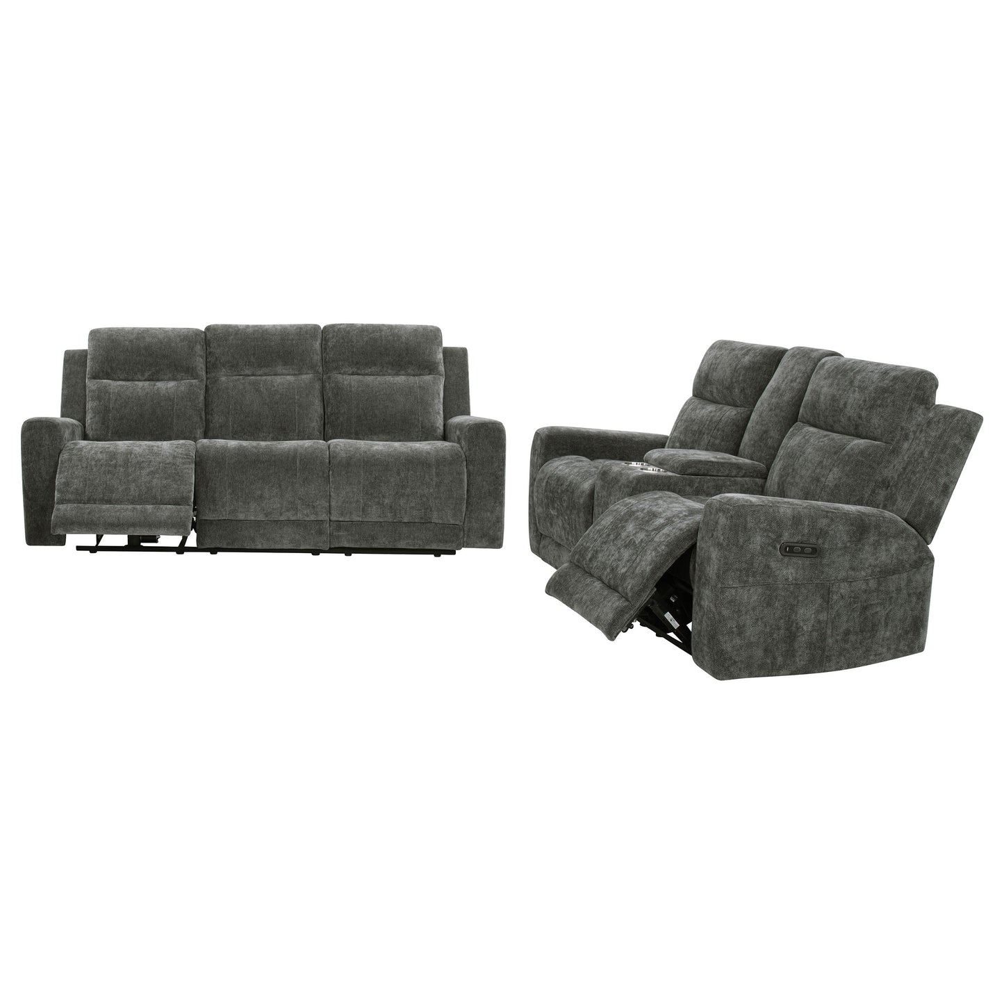 Kennett 3-piece Chenille Power Reclining Sofa Set Dark Grey