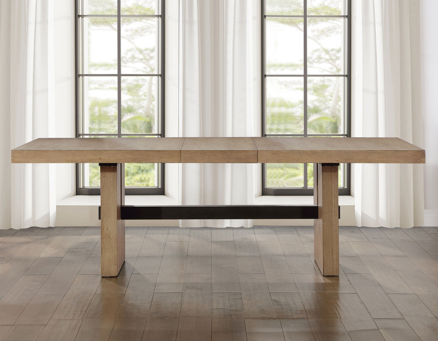 Aubrey Waxed Driftwood 7-Piece 78-96″ Dining Set