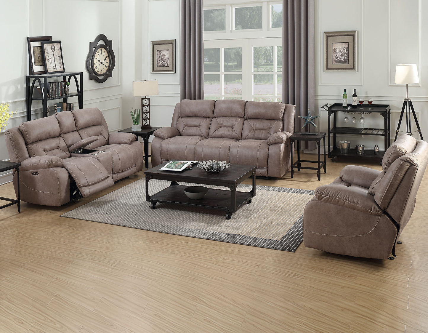 Aria Desert Sand 3 Piece Dual Power Motion Set(Sofa, Loveseat & Chair)