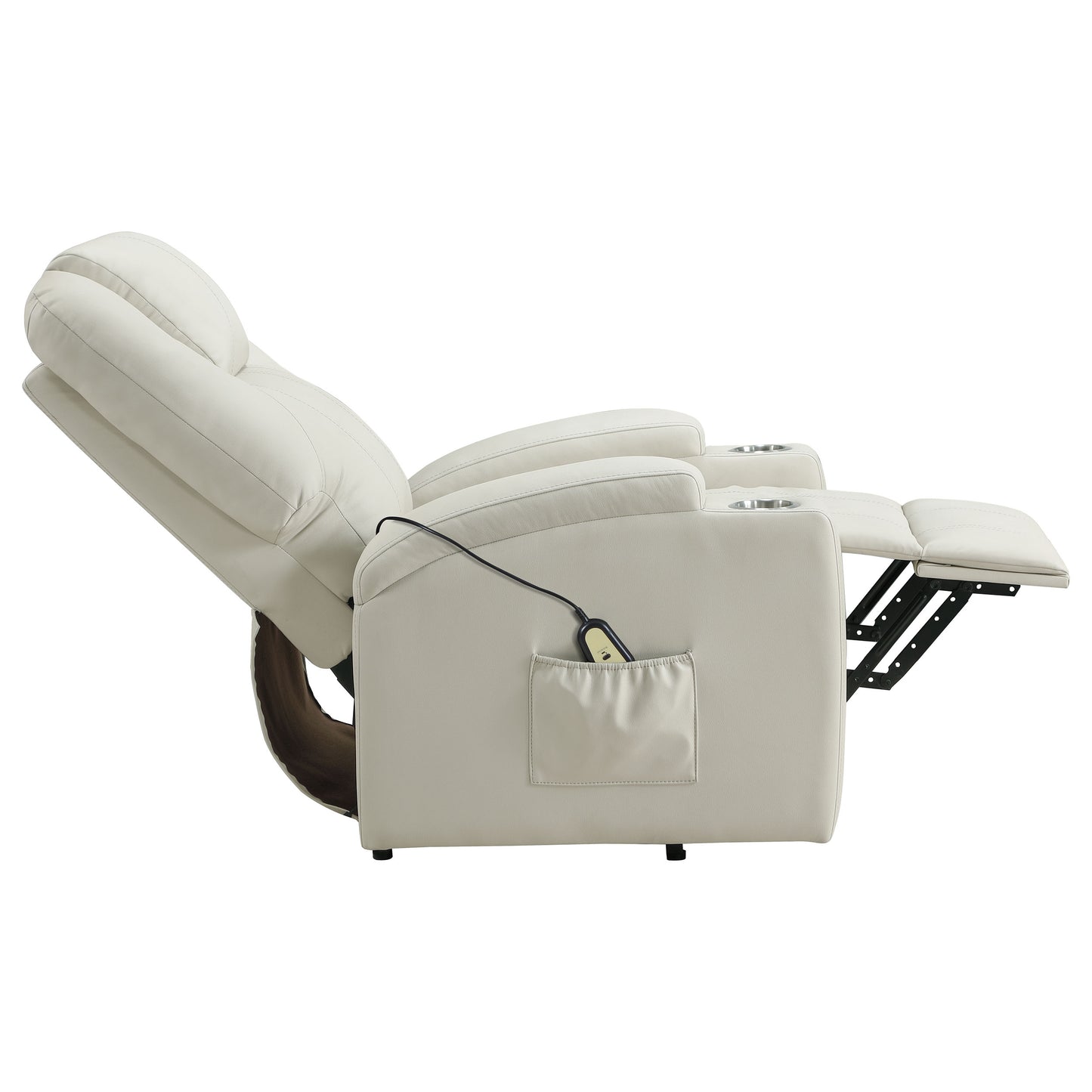 Armstrong Upholstered Power Lift Massage Recliner Ivory