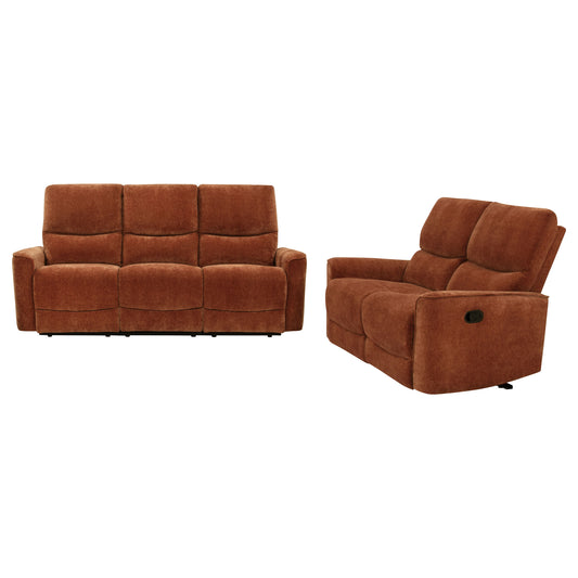 Navarro 2-piece Upholstered Reclining Sofa Set Orange
