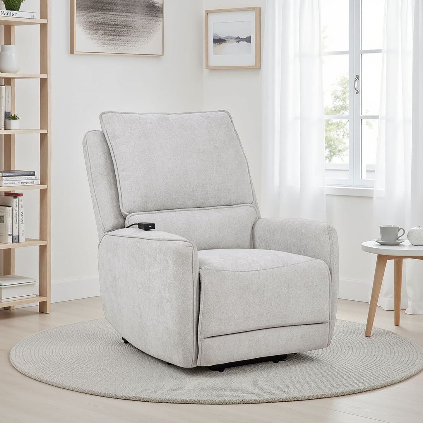 Sylmar Chenille Upholstered Dual Power Lift Recliner Dove Grey