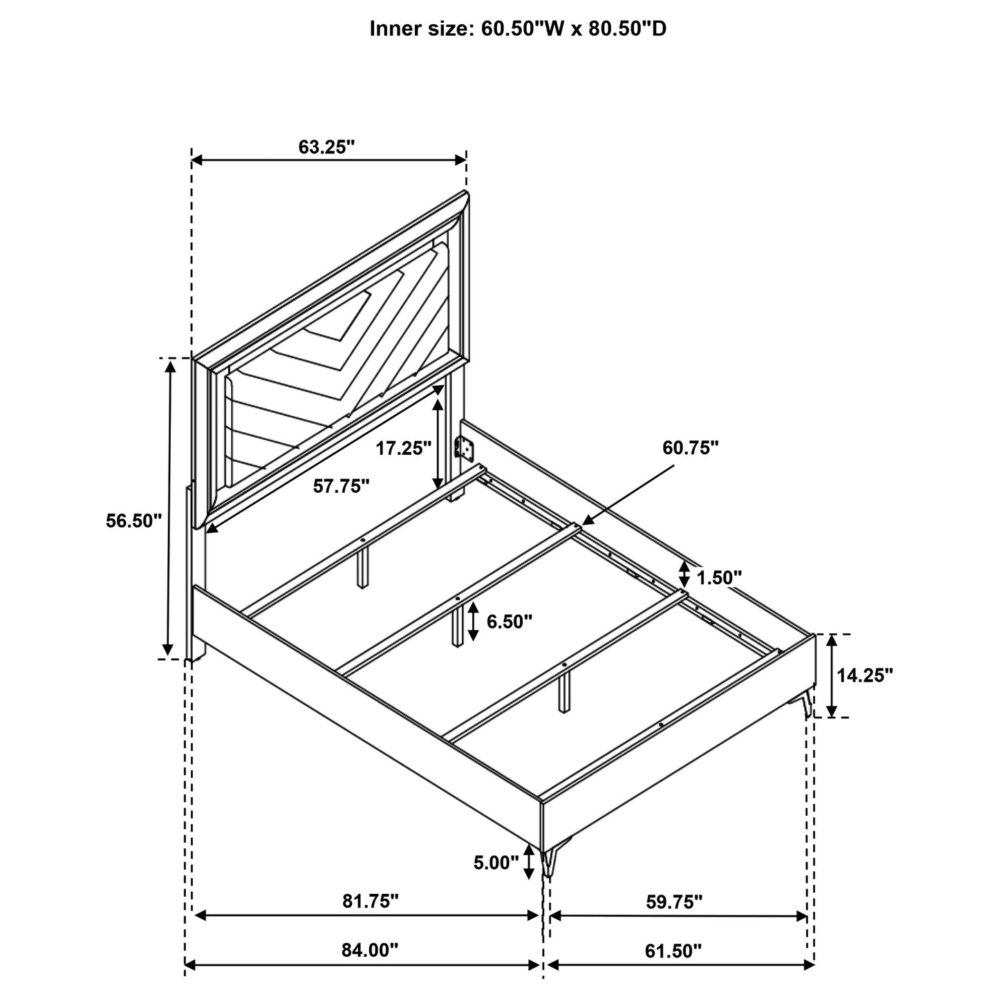 Cassia 4-piece Queen LED Bedroom Set White High Gloss