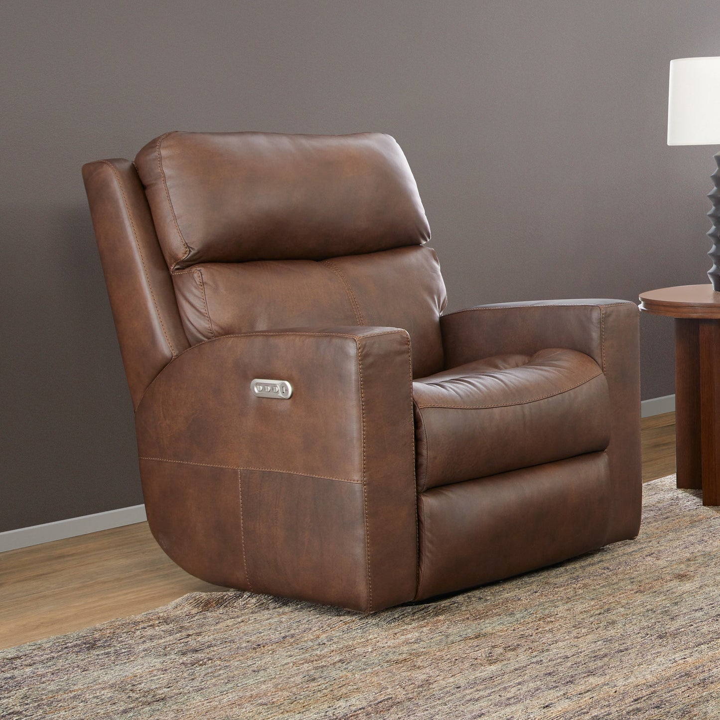 Score Leather Power Recliner with Power Headrest & Lumbar