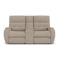 Strait Leather Power Reclining Loveseat with Console & Power Headrests