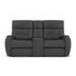 Strait Leather Power Reclining Loveseat with Console & Power Headrests