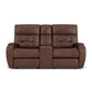 Strait Leather Power Reclining Loveseat with Console & Power Headrests