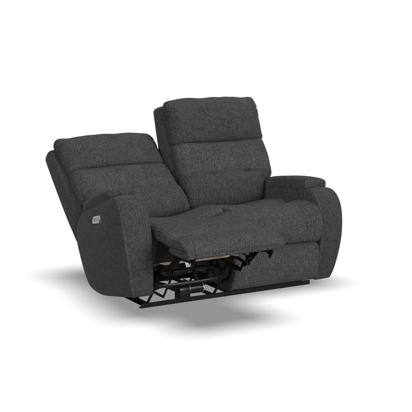 Strait Fabric Power Reclining Loveseat with Power Headrests