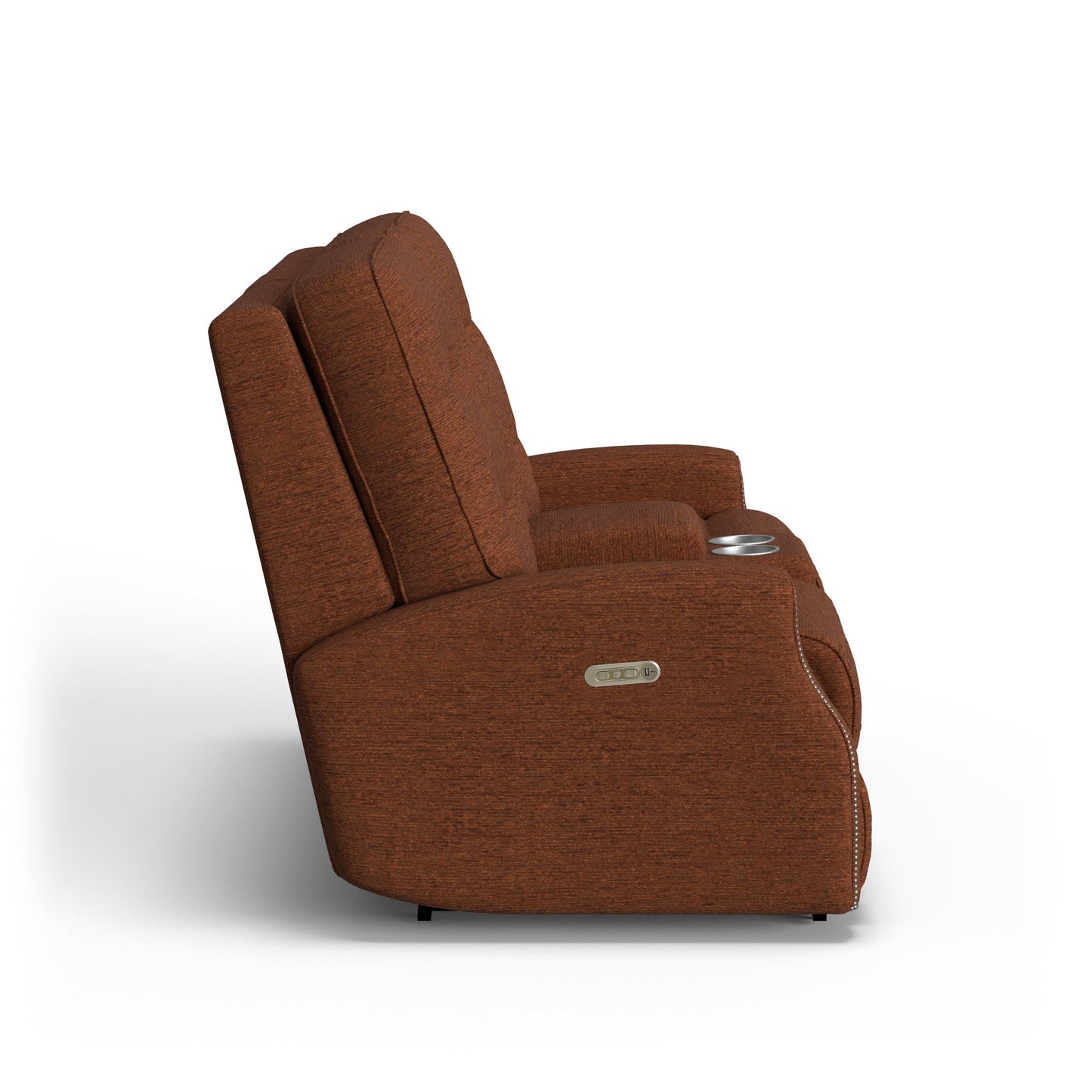 Devon Fabric Power Reclining Loveseat with Console & Power Headrests