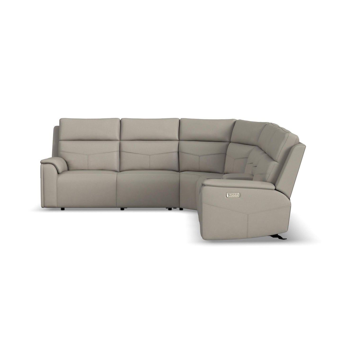 Dove Grey Fabric Power Reclining Sectional with Power Headrest, Lumbar, Heat, & Massage