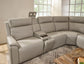 Dove Grey Fabric Power Reclining Sectional with Power Headrest, Lumbar, Heat, & Massage
