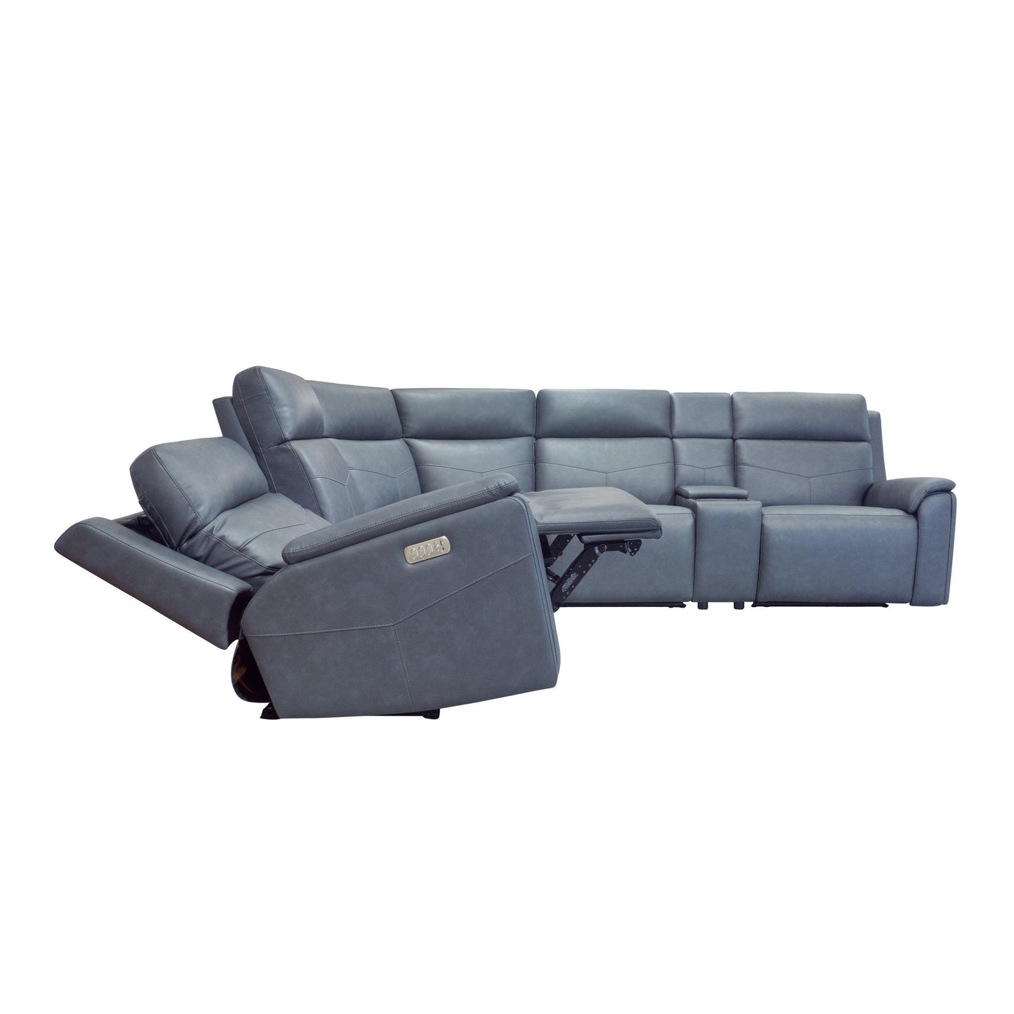 Admiral Fabric Power Reclining Sectional with Power Headrest, Lumbar, Heat, & Massage