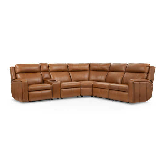 Wyatt Canyon Leather Power Reclining Sectional with Power Headrest & Lumbar