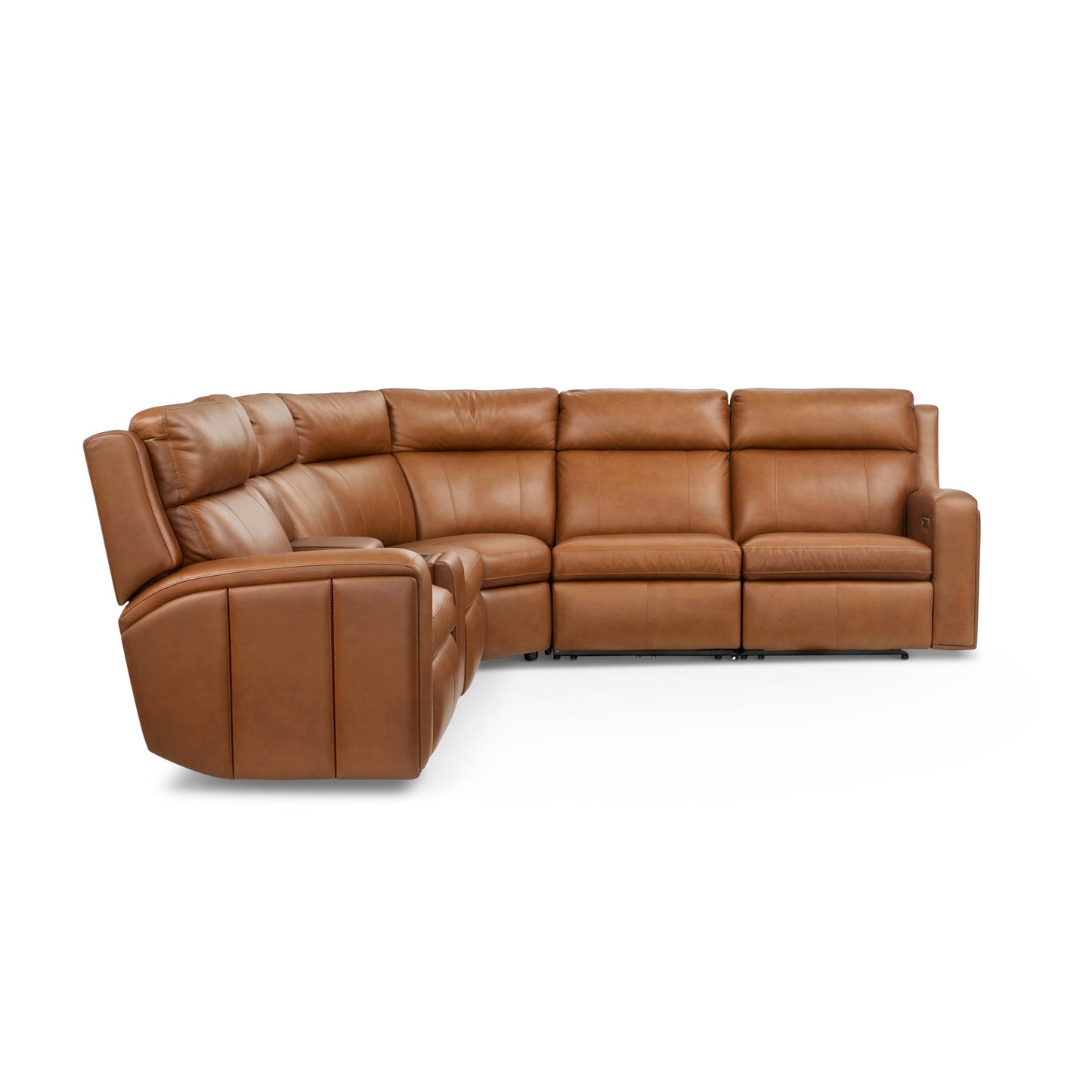 Wyatt Canyon Leather Power Reclining Sectional with Power Headrest & Lumbar