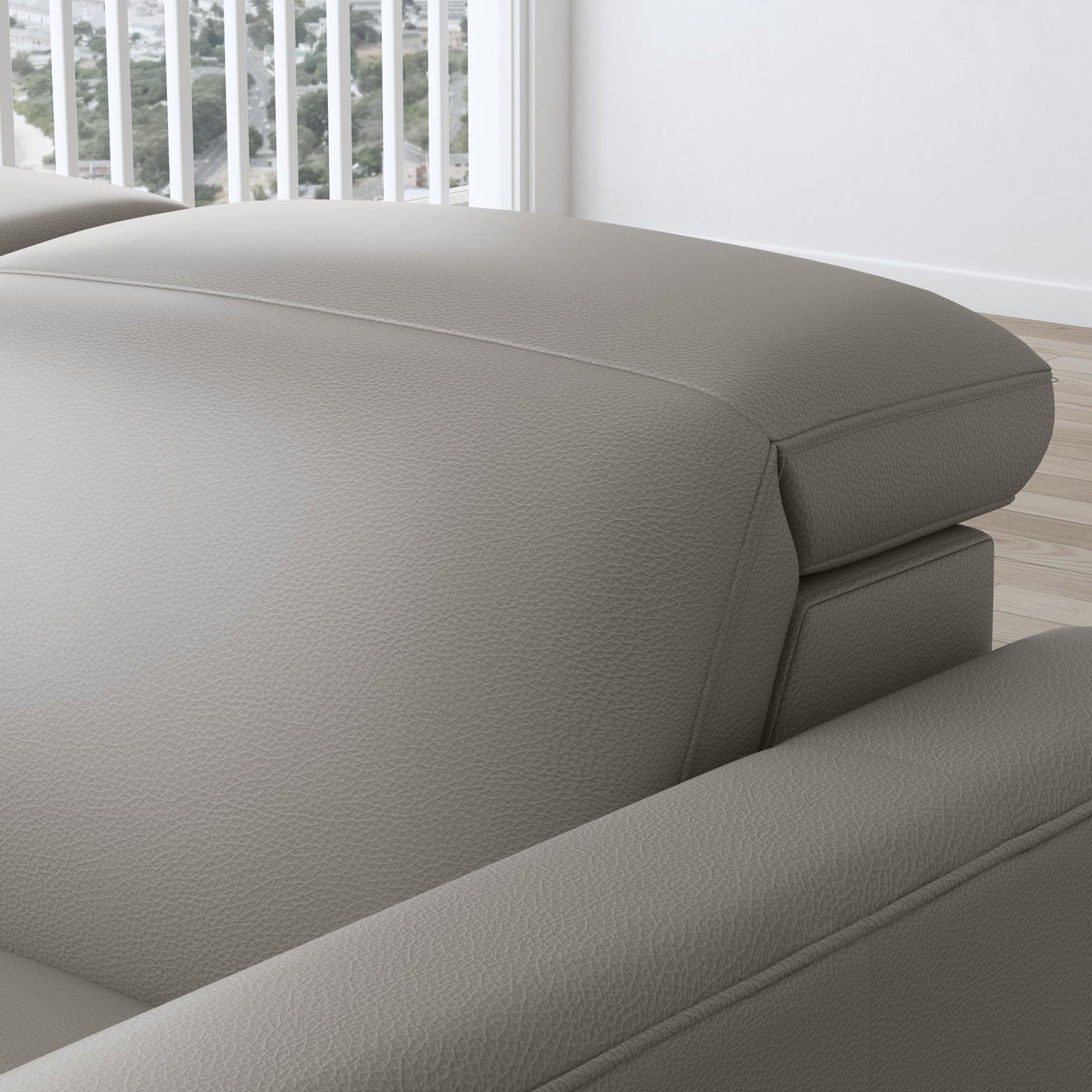 Aurora Ash Leather Power Reclining Sectional with Power Headrests