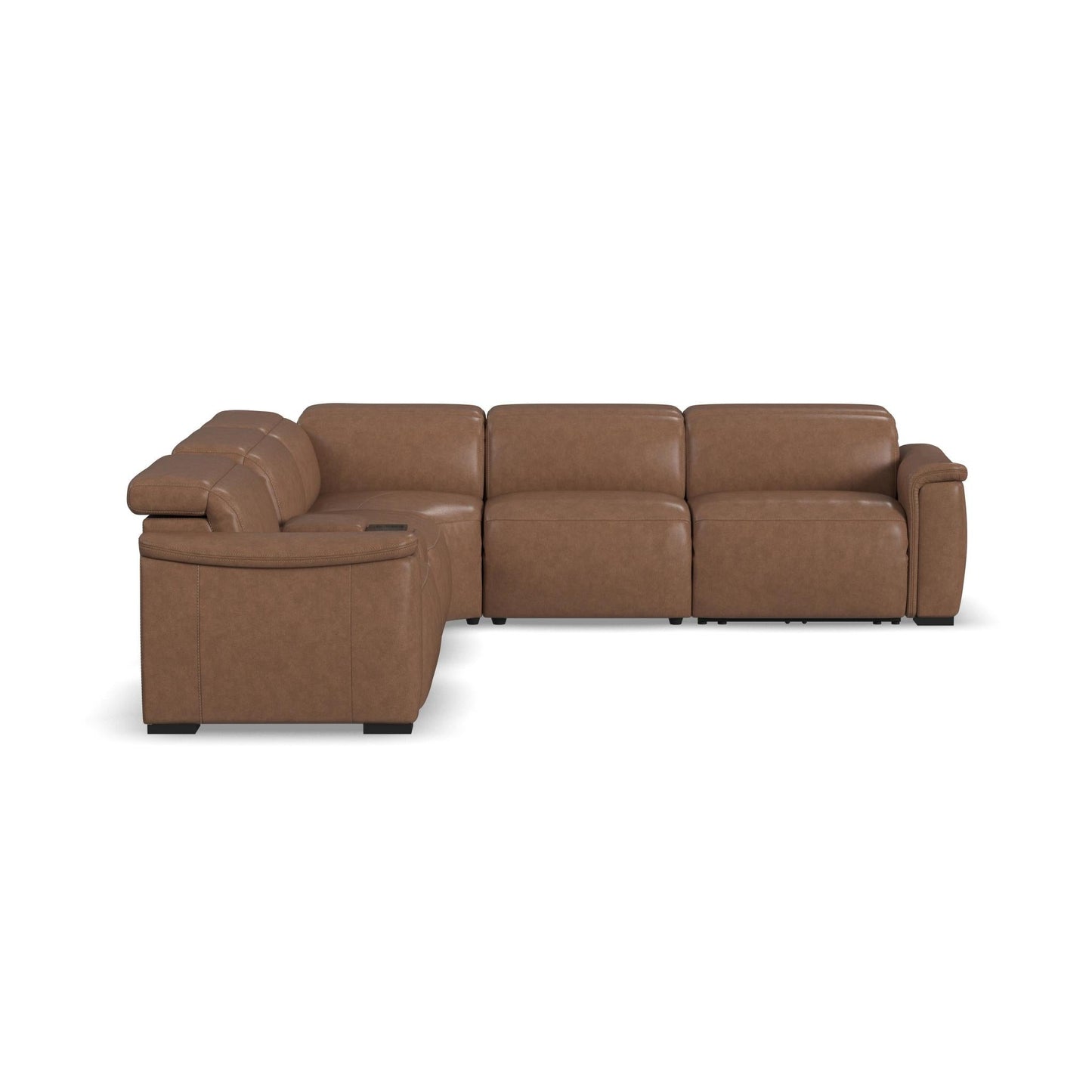 Camden Dusty Taupe Leather Power Reclining Sectional with Power Headrest