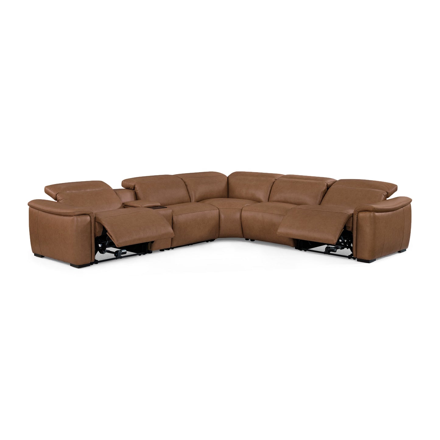 Camden Dusty Taupe Leather Power Reclining Sectional with Power Headrest