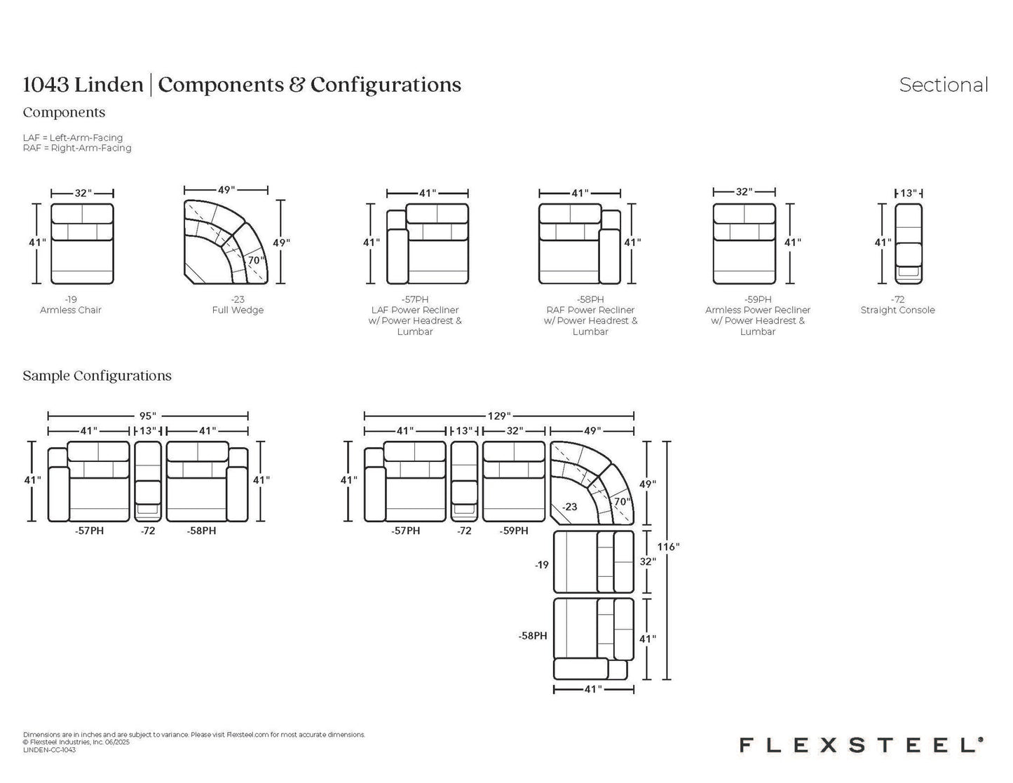 Linden Charcoal Leather Power Reclining Sectional with Power Headrests & Lumbar