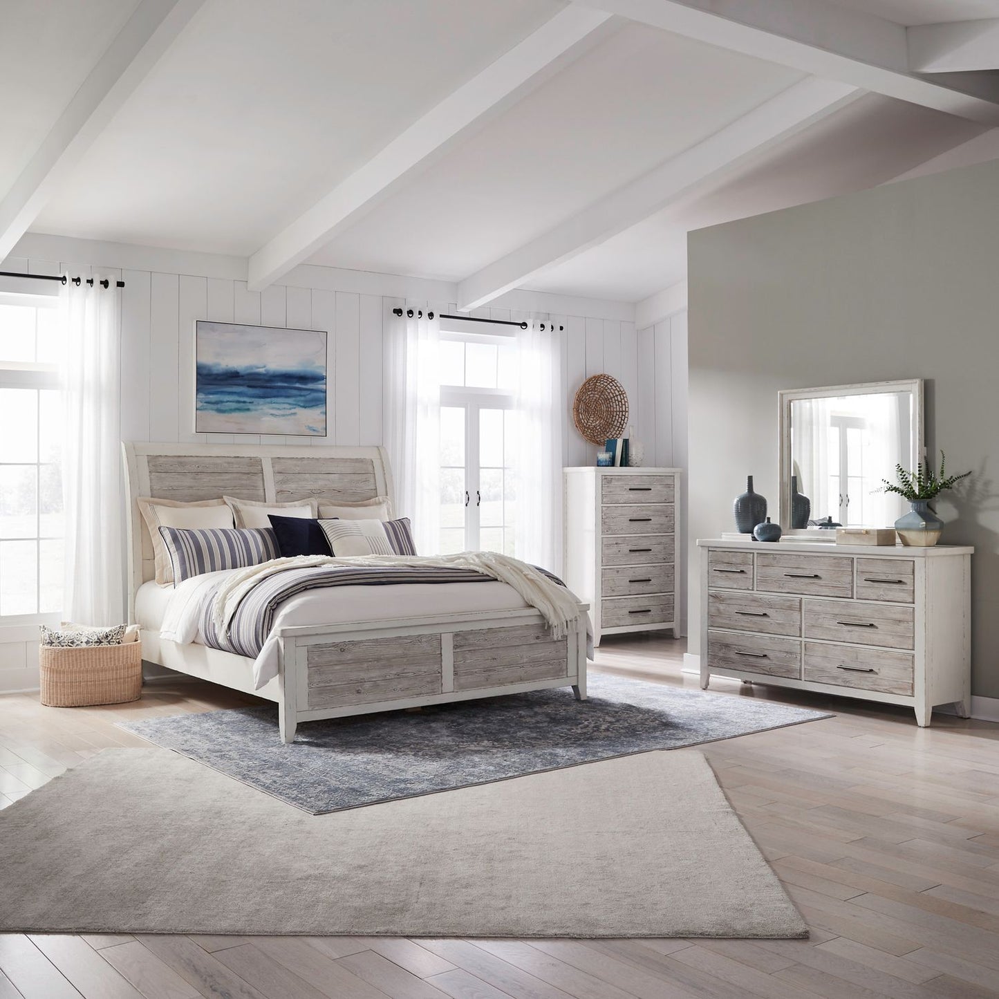 Backroads - King California Sleigh Bed, Dresser & Mirror, Chest