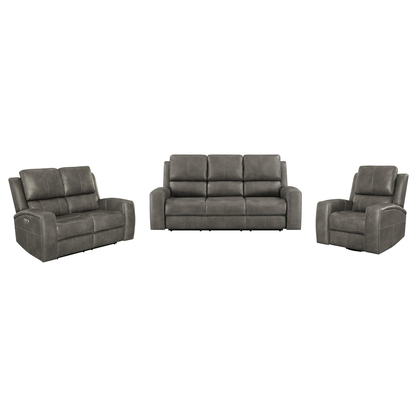Brickston 3-piece Triple Power Reclining Sofa Set Charcoal