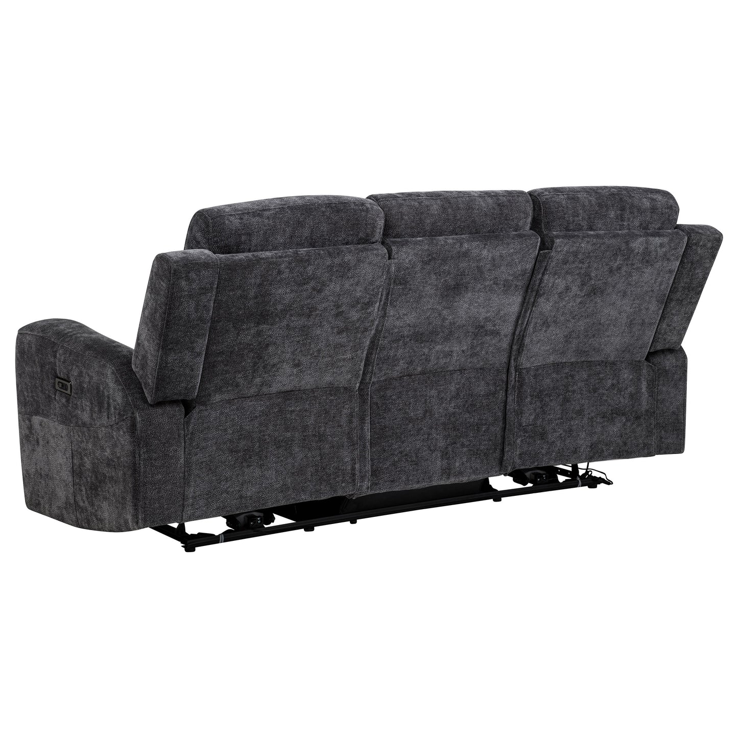 Kennett 2-piece Chenille Power Reclining Sofa Set Dark Grey