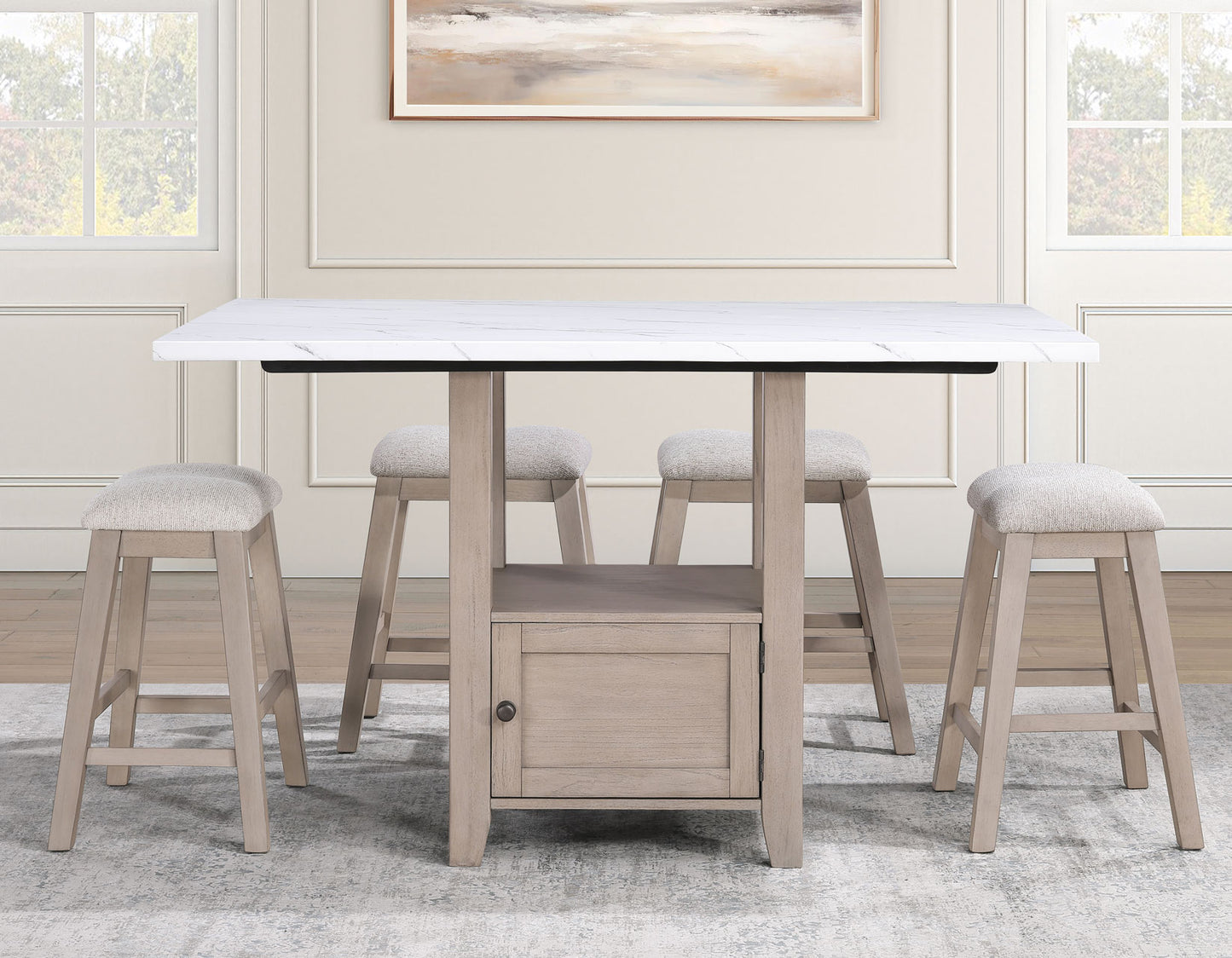 Taylor 5-Piece Faux-Marble Counter Dining Set