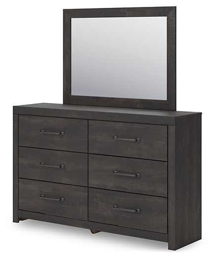 Hollivern Twin Panel Storage Bed with Mirrored Dresser