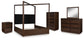 Dilenno California King Canopy Bed with Mirrored Dresser, Chest and Nightstand