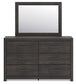 Hollivern Full Panel Bed with Mirrored Dresser and Nightstand