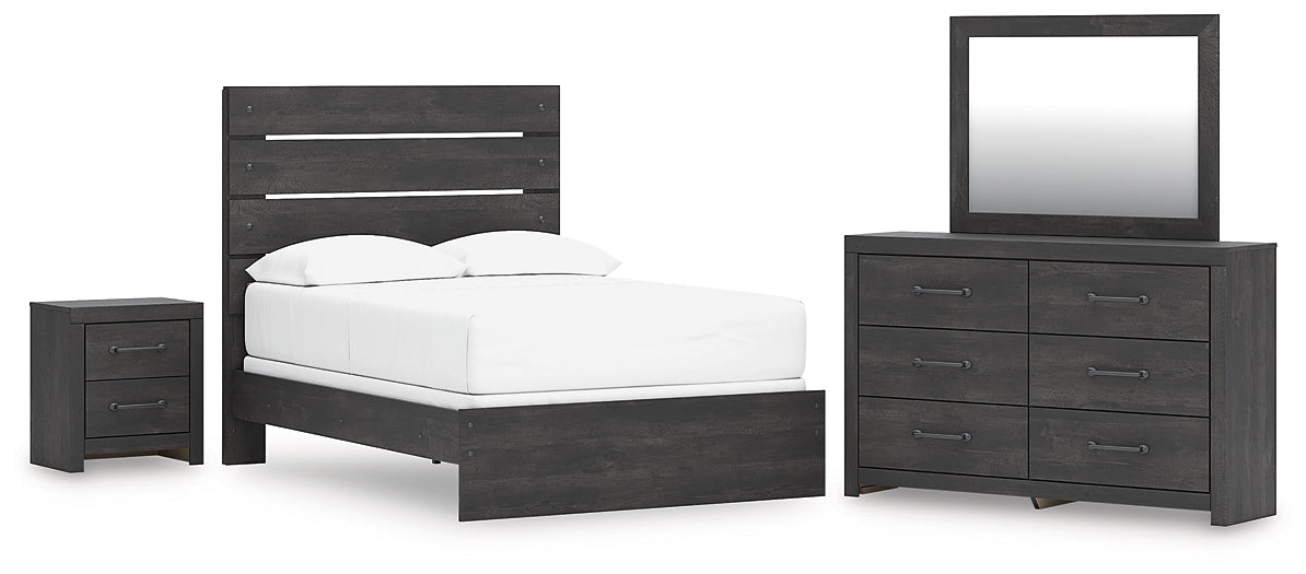 Hollivern Full Panel Bed with Mirrored Dresser and Nightstand
