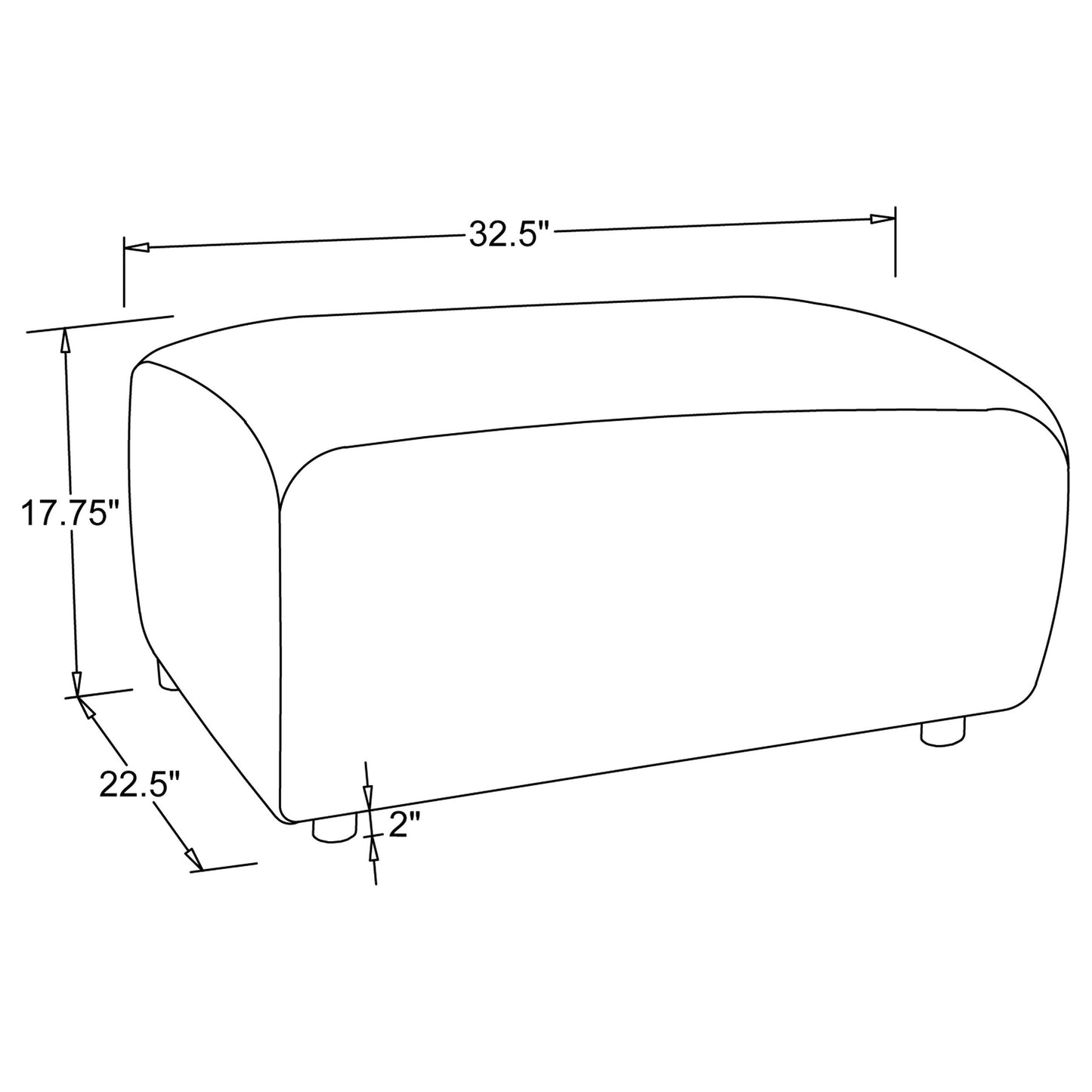 Burnett Chenille Upholstered Ottoman Burnt Orange