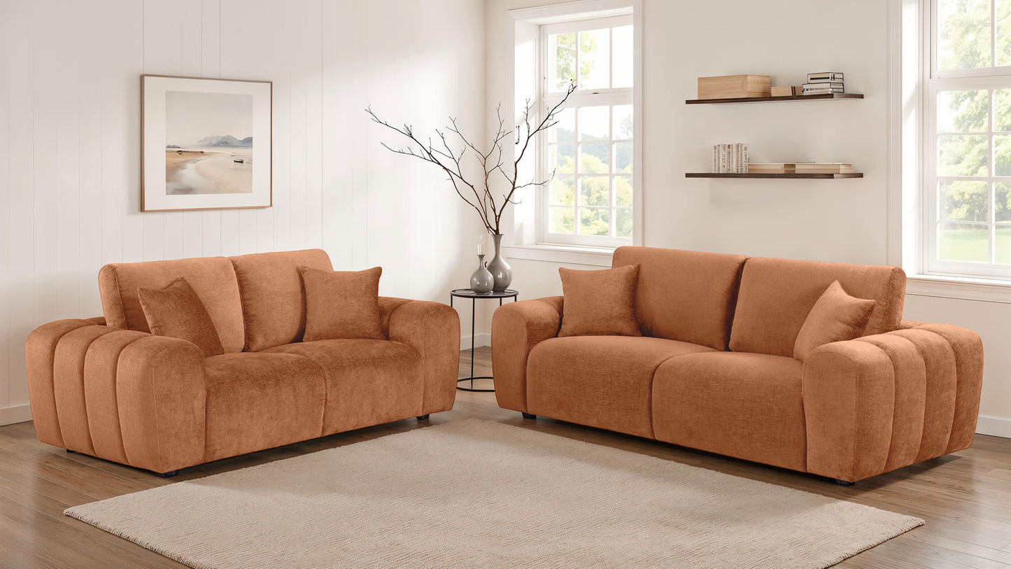 Burnett Chenille Upholstered Wide Arm Loveseat Burnt Orange