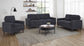 Bowen II 3-piece Upholstered Track Arm Sofa Set Steel Grey