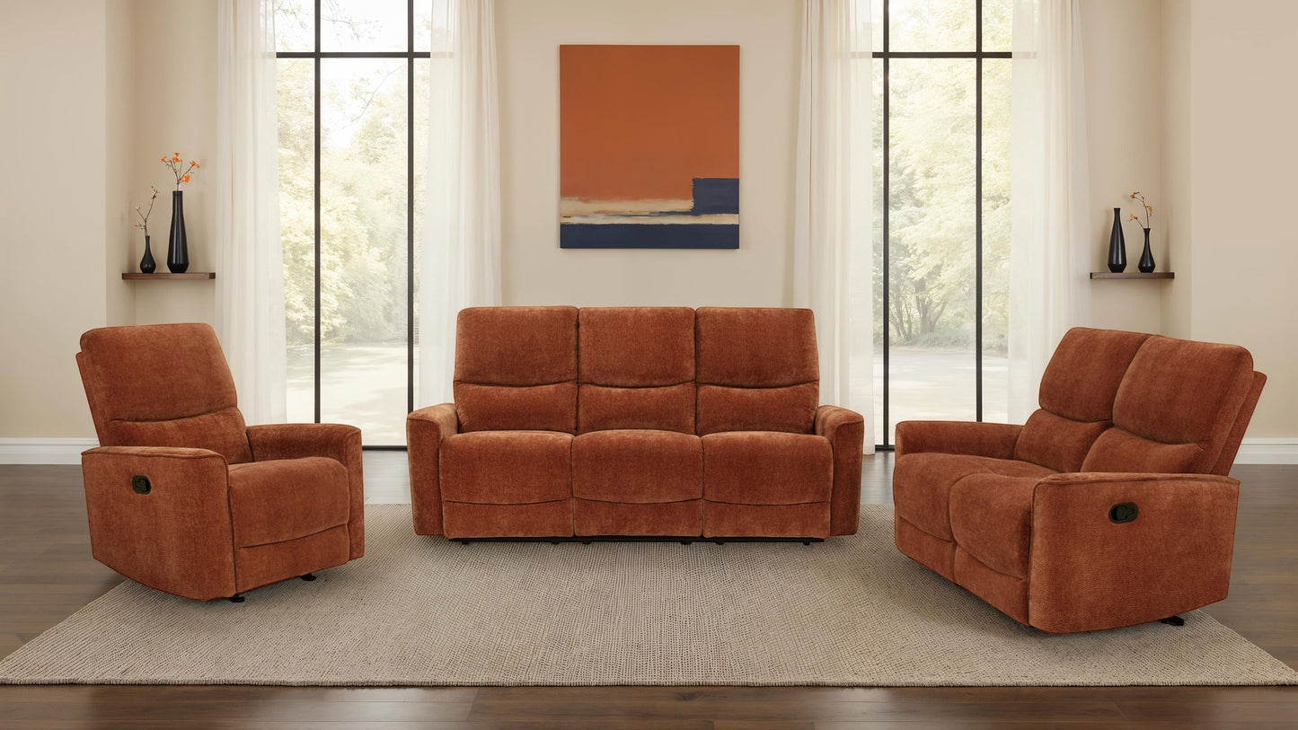 Navarro 3-piece Upholstered Reclining Sofa Set Orange