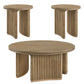 Adina 3-piece Round Coffee Table Set Distressed Light Brown