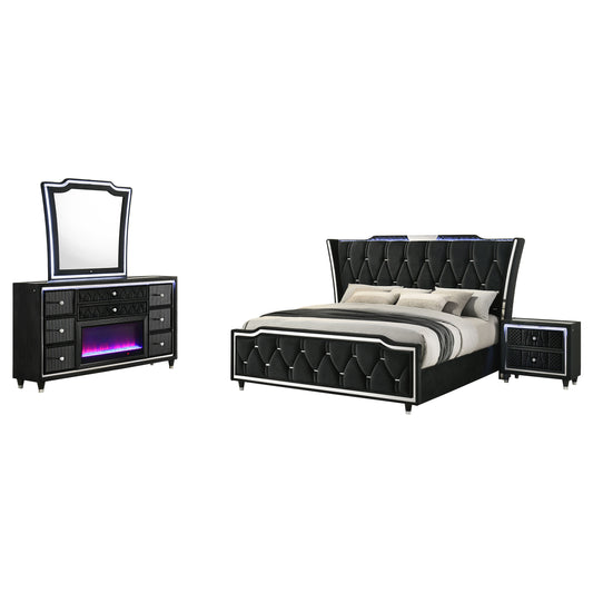 Lorient 4-piece Eastern King Bedroom Set Black